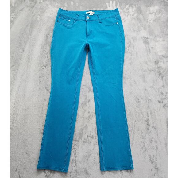 Route 66 Jeans Womens XL Bright Blue Mid Rise Slim Straight Jegging Stretch - Picture 1 of 12
